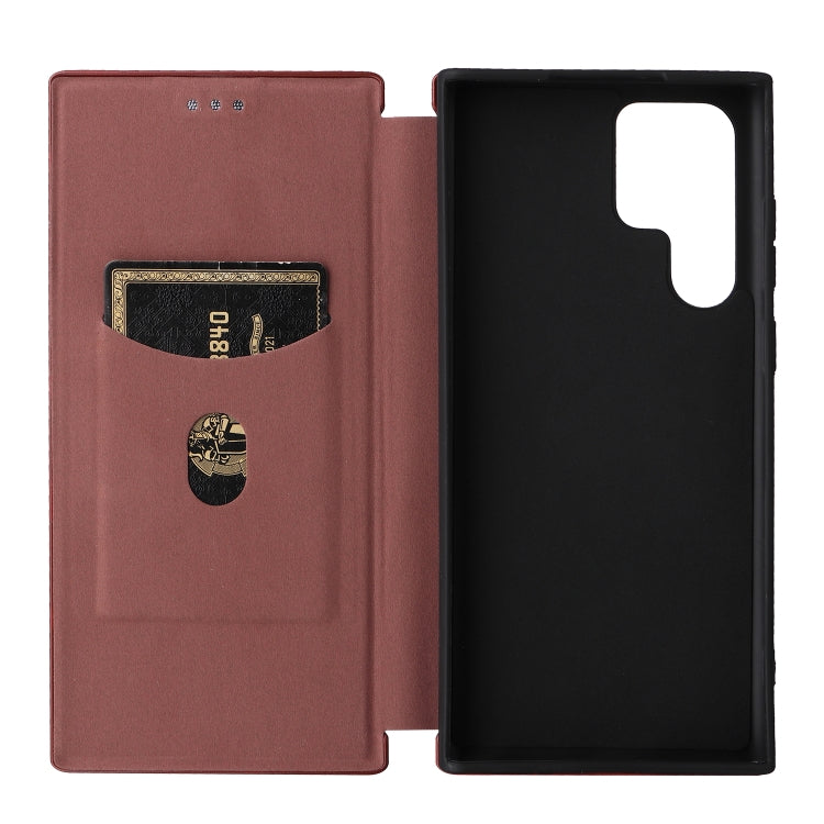 For Samsung Galaxy S22 Ultra 5G Carbon Fiber Texture Horizontal Flip Leather Phone Case