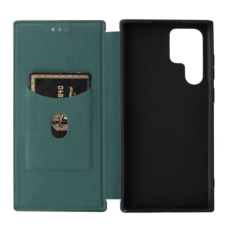 For Samsung Galaxy S22 Ultra 5G Carbon Fiber Texture Horizontal Flip Leather Phone Case