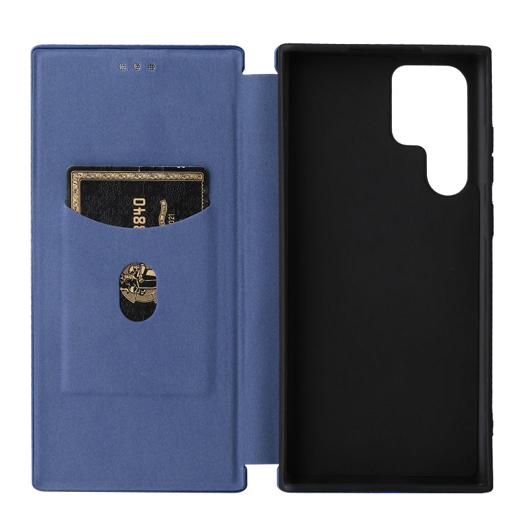 For Samsung Galaxy S22 Ultra 5G Carbon Fiber Texture Horizontal Flip Leather Phone Case