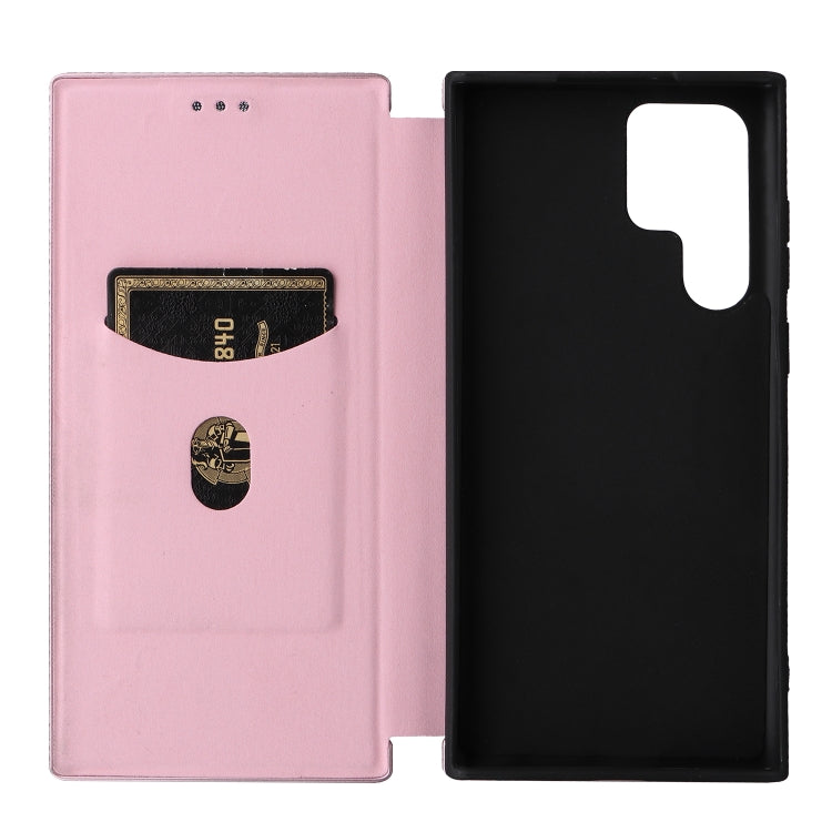For Samsung Galaxy S22 Ultra 5G Carbon Fiber Texture Horizontal Flip Leather Phone Case