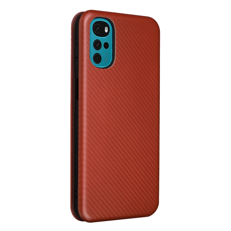 For Motorola Moto G22 Carbon Fiber Texture Horizontal Flip Leather Phone Case