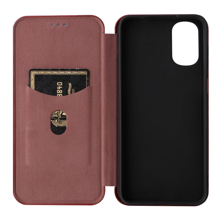 For Motorola Moto G22 Carbon Fiber Texture Horizontal Flip Leather Phone Case