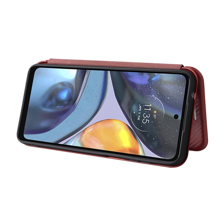 For Motorola Moto G22 Carbon Fiber Texture Horizontal Flip Leather Phone Case