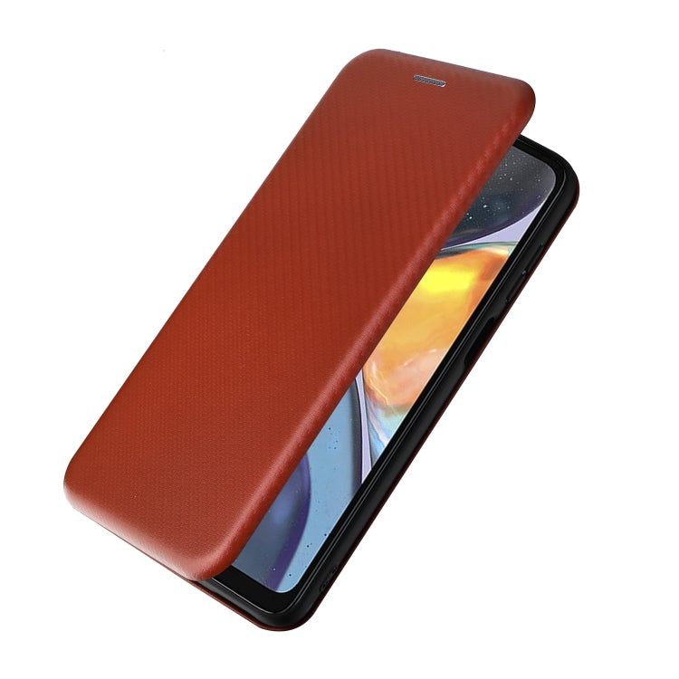 For Motorola Moto G22 Carbon Fiber Texture Horizontal Flip Leather Phone Case