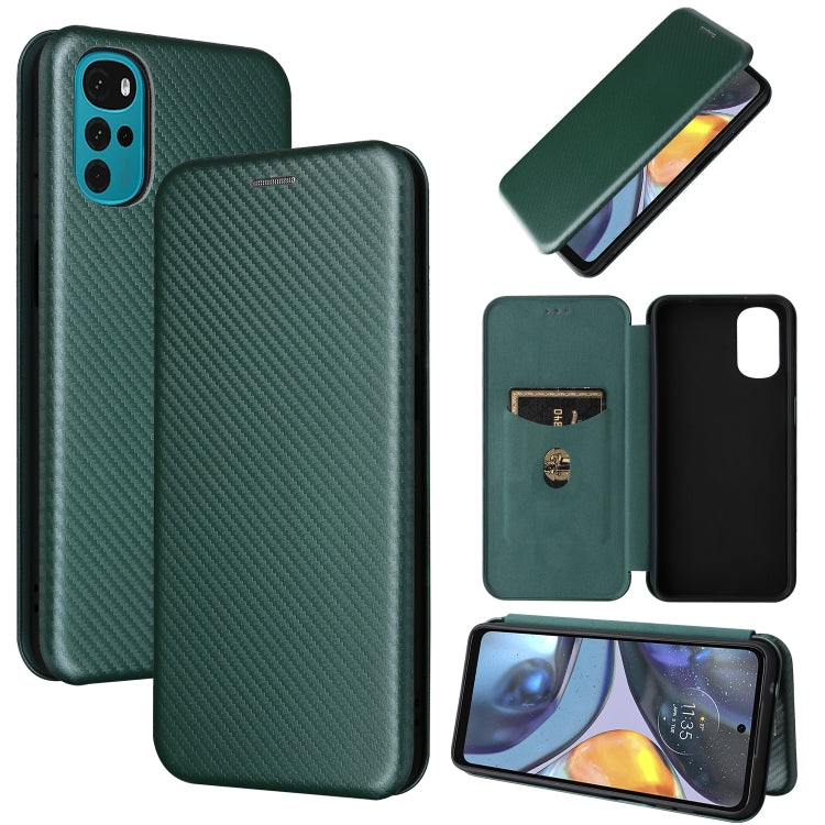 For Motorola Moto G22 Carbon Fiber Texture Horizontal Flip Leather Phone Case