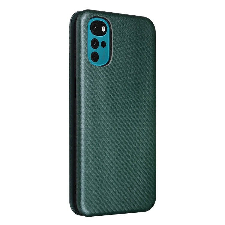 For Motorola Moto G22 Carbon Fiber Texture Horizontal Flip Leather Phone Case