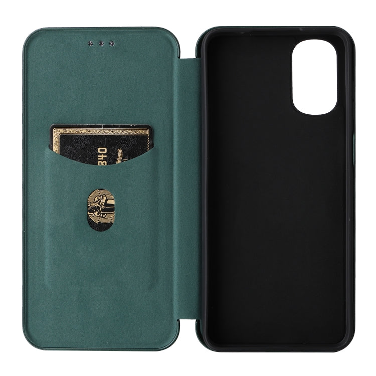 For Motorola Moto G22 Carbon Fiber Texture Horizontal Flip Leather Phone Case