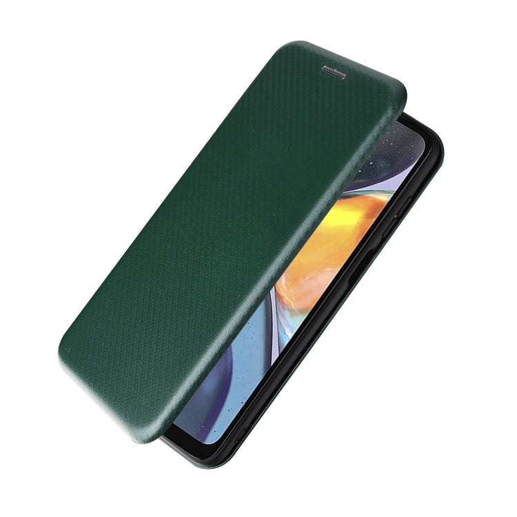 For Motorola Moto G22 Carbon Fiber Texture Horizontal Flip Leather Phone Case