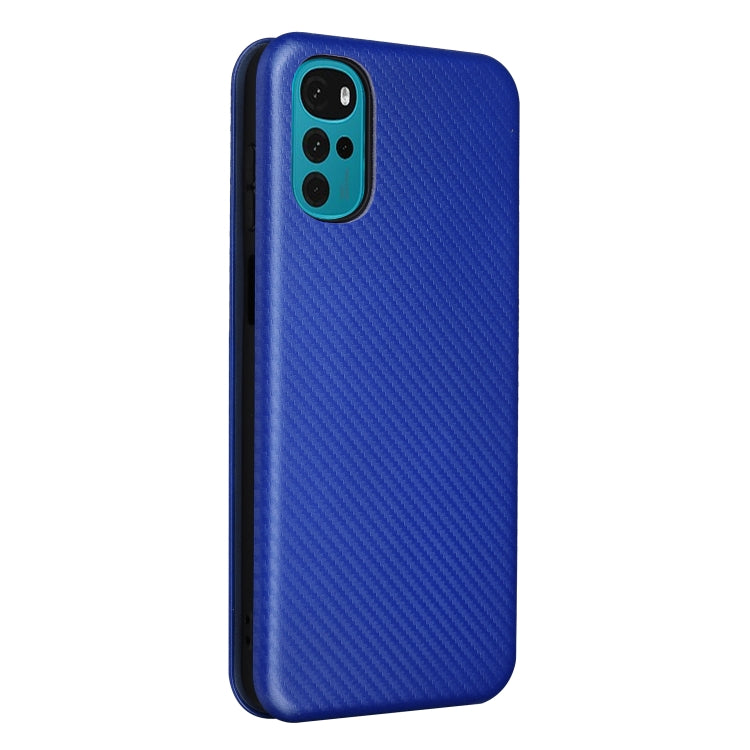 For Motorola Moto G22 Carbon Fiber Texture Horizontal Flip Leather Phone Case