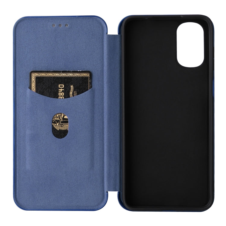 For Motorola Moto G22 Carbon Fiber Texture Horizontal Flip Leather Phone Case