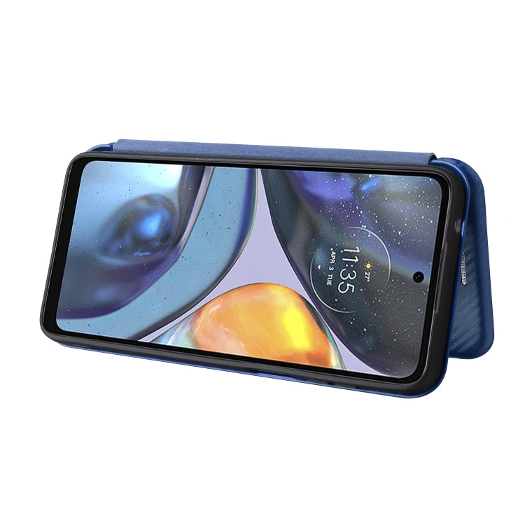For Motorola Moto G22 Carbon Fiber Texture Horizontal Flip Leather Phone Case