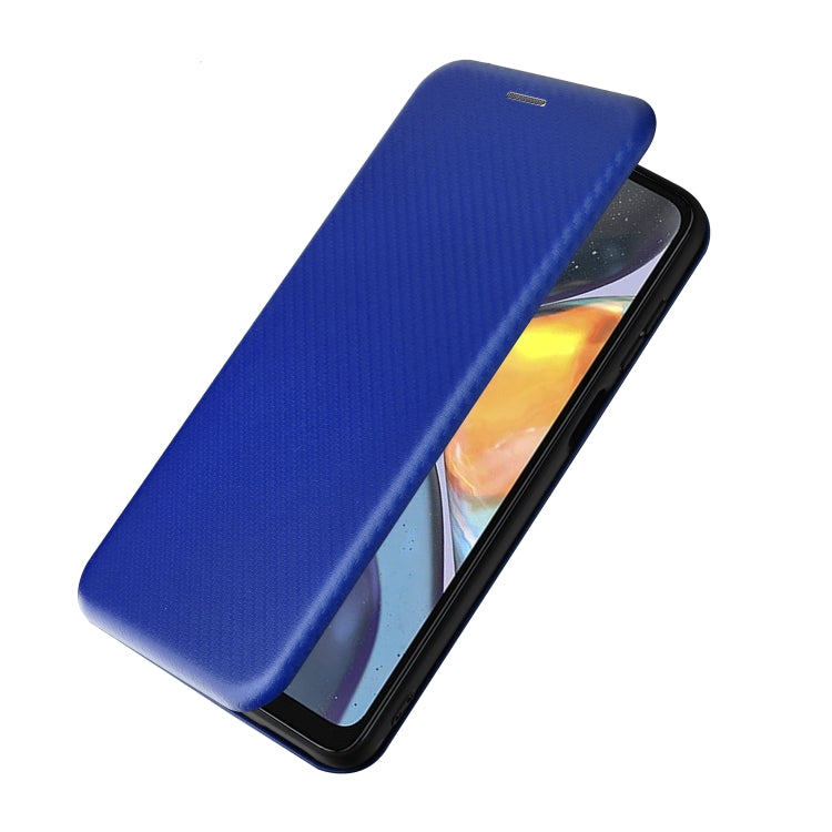 For Motorola Moto G22 Carbon Fiber Texture Horizontal Flip Leather Phone Case