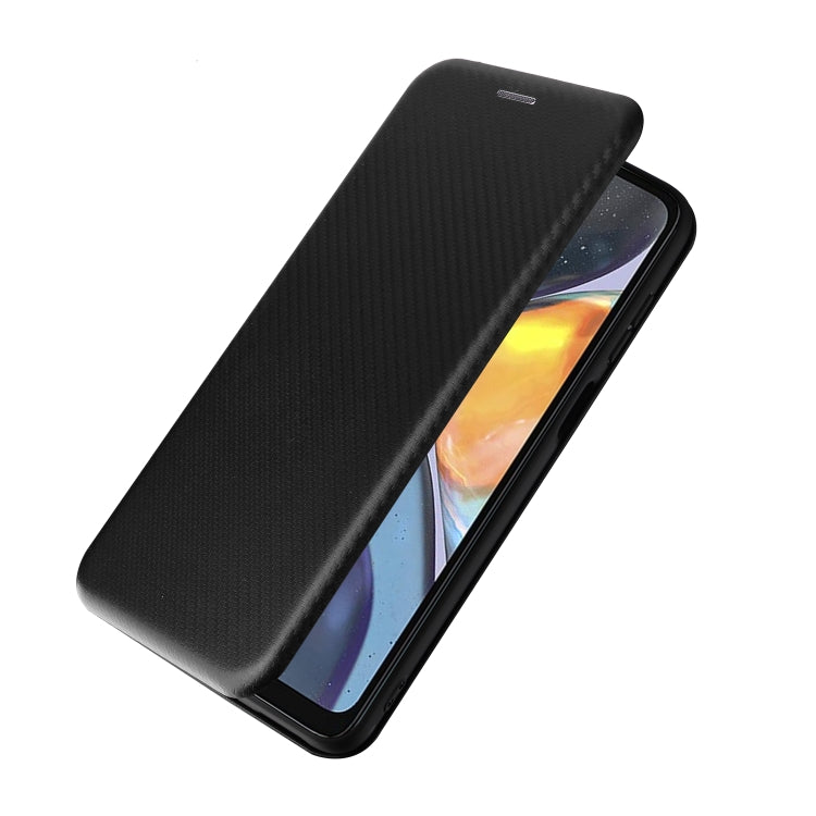 For Motorola Moto G22 Carbon Fiber Texture Horizontal Flip Leather Phone Case
