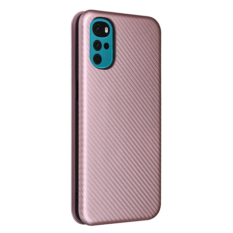 For Motorola Moto G22 Carbon Fiber Texture Horizontal Flip Leather Phone Case