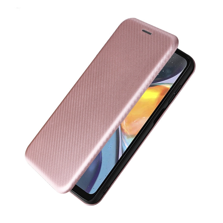 For Motorola Moto G22 Carbon Fiber Texture Horizontal Flip Leather Phone Case
