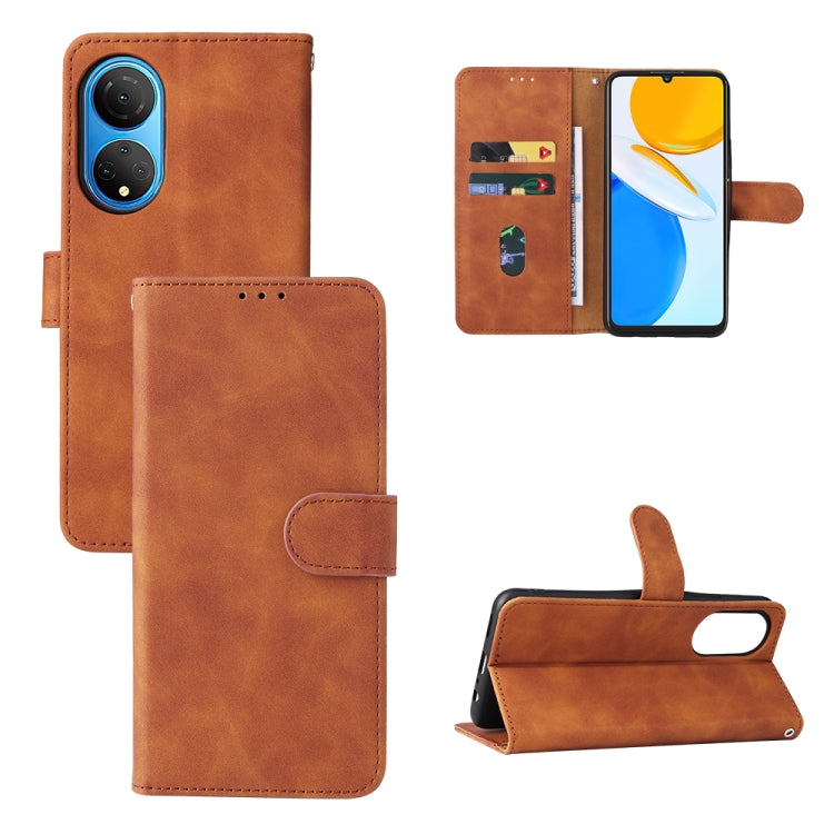 For Honor X7 Skin Feel Magnetic Buckle Calf Texture PU Phone Case
