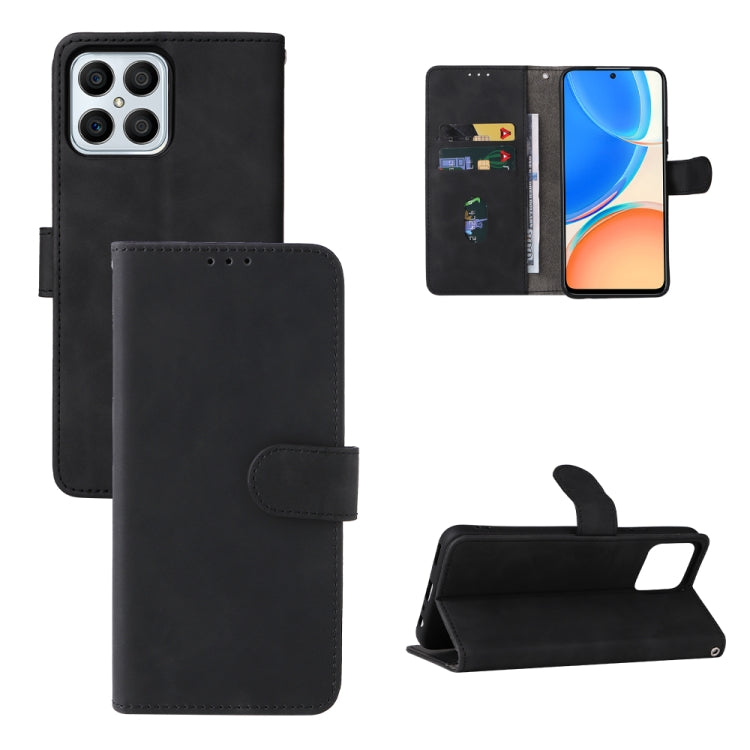 For Honor X8 Skin Feel Magnetic Buckle Calf Texture PU Phone Case