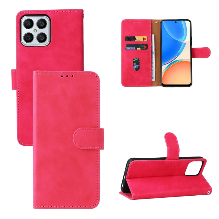 For Honor X8 Skin Feel Magnetic Buckle Calf Texture PU Phone Case