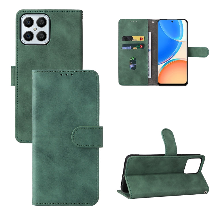 For Honor X8 Skin Feel Magnetic Buckle Calf Texture PU Phone Case
