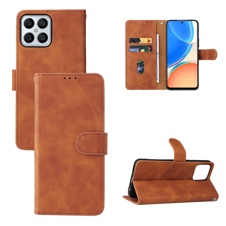 For Honor X8 Skin Feel Magnetic Buckle Calf Texture PU Phone Case