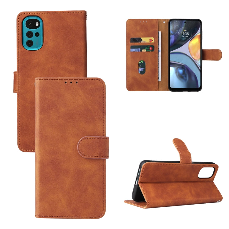For Motorola Moto G22 Skin Feel Magnetic Buckle Calf Texture PU Phone Case