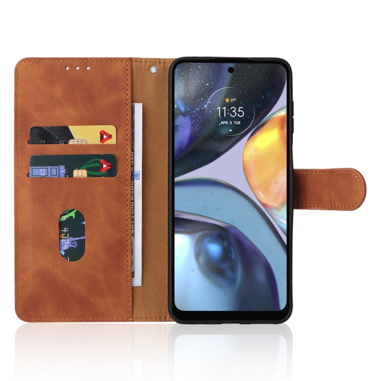 For Motorola Moto G22 Skin Feel Magnetic Buckle Calf Texture PU Phone Case