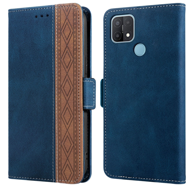 For OPPO A15 Stitching Side-Magnetic RFID Leather Phone Case