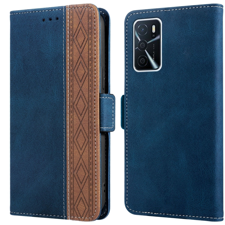 For OPPO A16 Stitching Side-Magnetic RFID Leather Phone Case