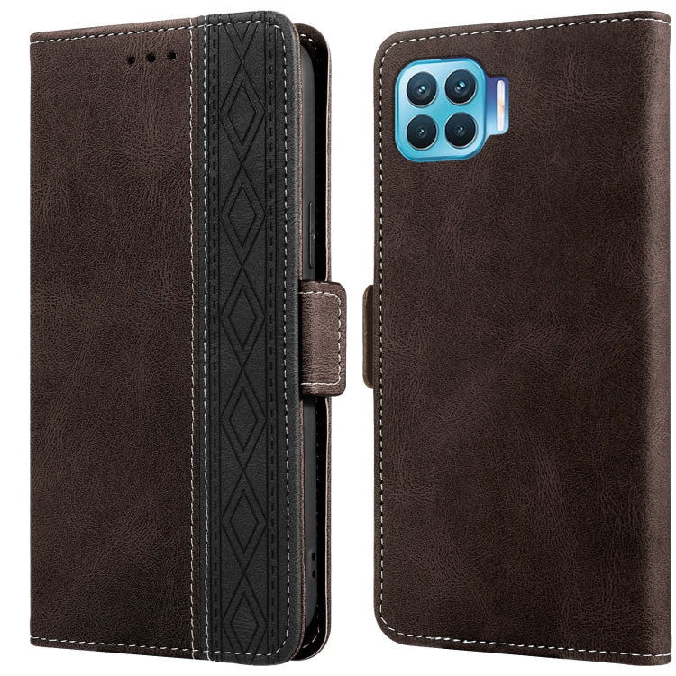 For OPPO A73 Stitching Side-Magnetic RFID Leather Phone Case