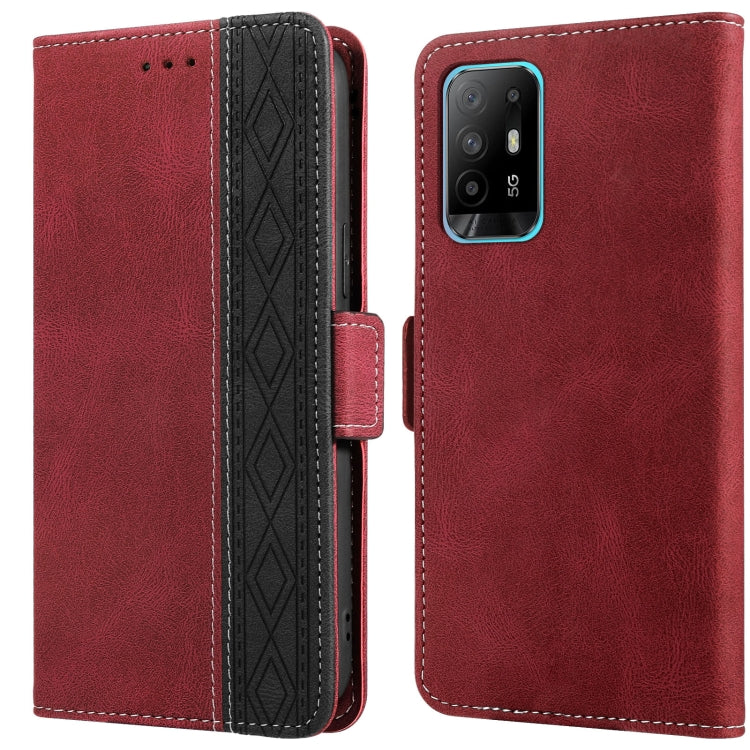 For OPPO A94 5G Stitching Side-Magnetic RFID Leather Phone Case