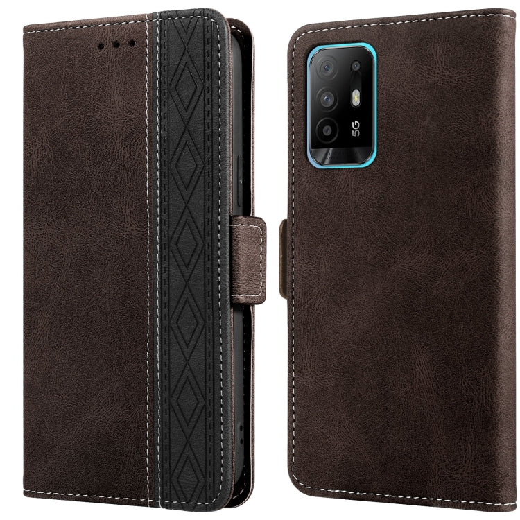 For OPPO A94 5G Stitching Side-Magnetic RFID Leather Phone Case