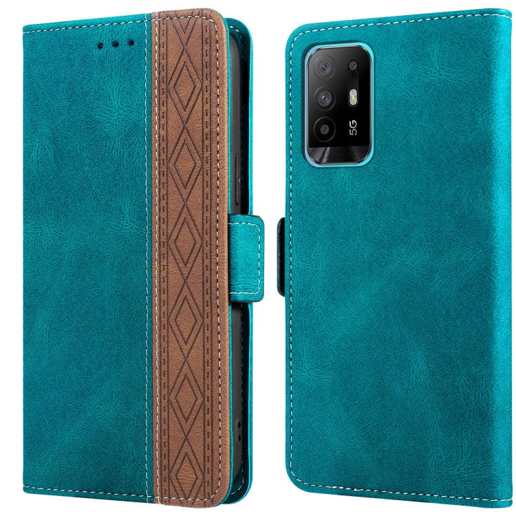 For OPPO A94 5G Stitching Side-Magnetic RFID Leather Phone Case