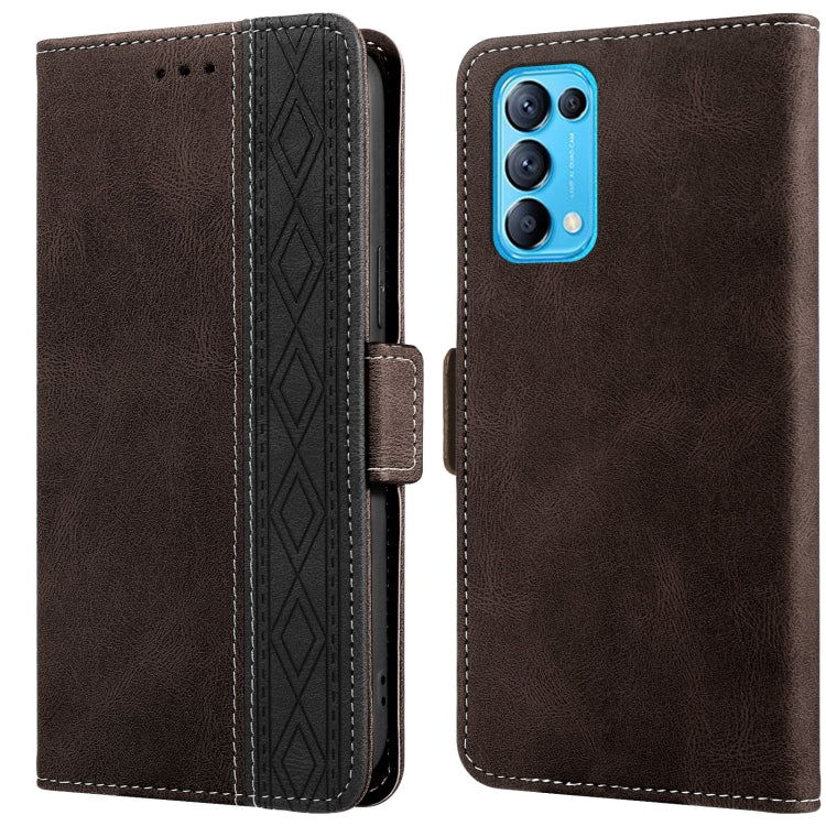 For OPPO Find X3 Lite 5G Stitching Side-Magnetic RFID Leather Phone Case