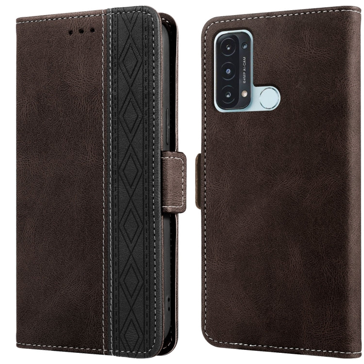 For OPPO Reno5 A Stitching Side-Magnetic RFID Leather Phone Case