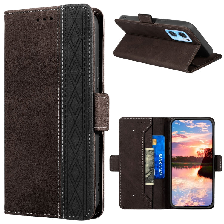 For OPPO Reno7 5G Stitching Side-Magnetic RFID Leather Phone Case
