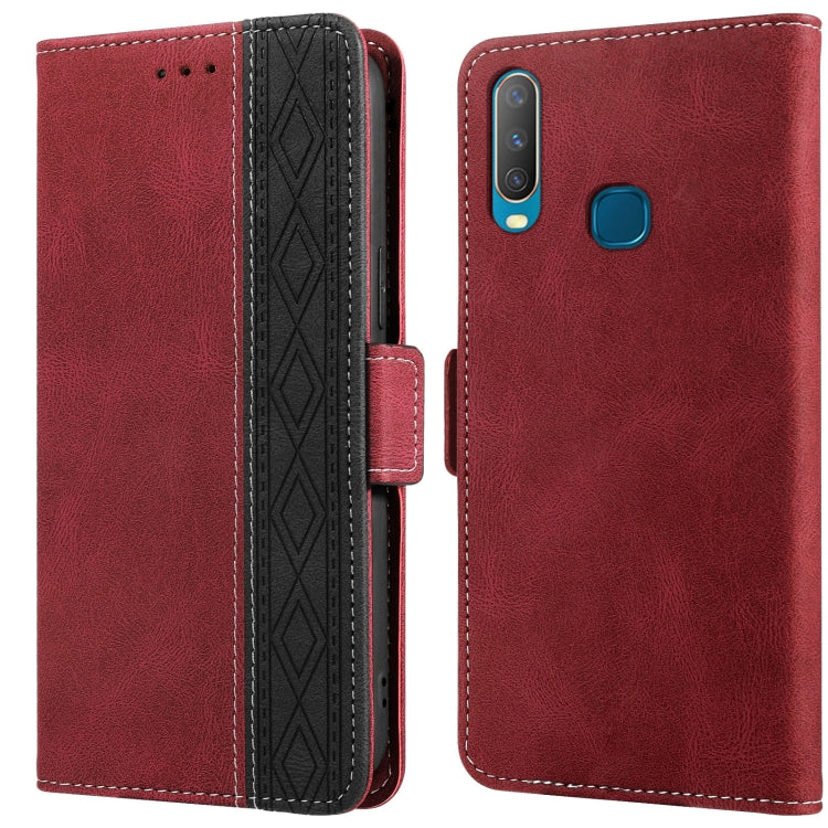For vivo Y17 Stitching Side-Magnetic RFID Leather Phone Case