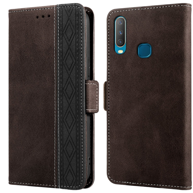 For vivo Y17 Stitching Side-Magnetic RFID Leather Phone Case