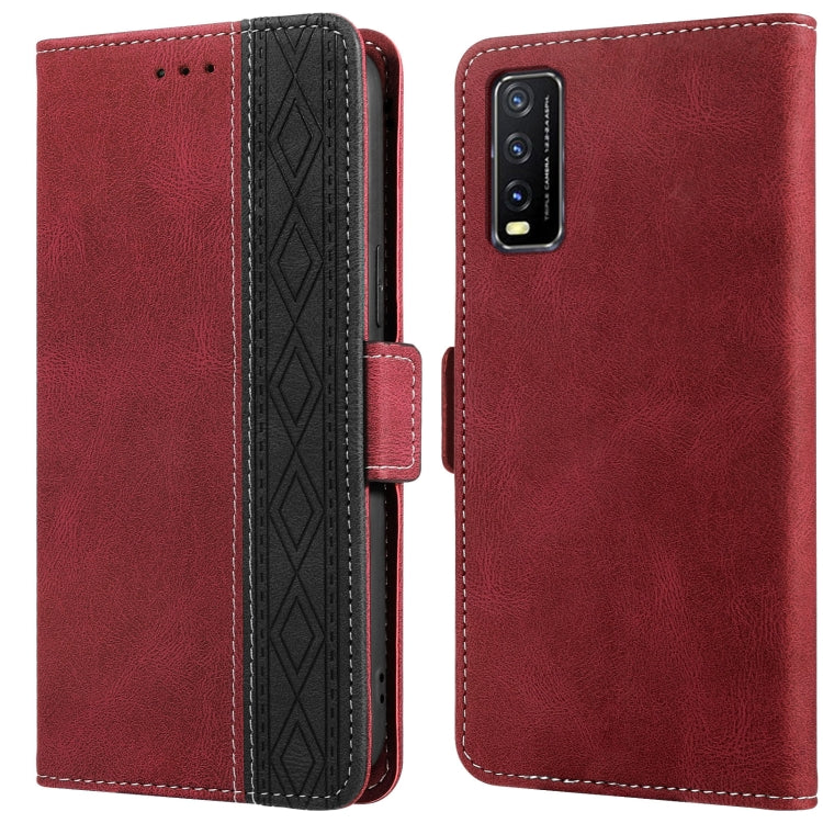 For vivo Y20 Stitching Side-Magnetic RFID Leather Phone Case