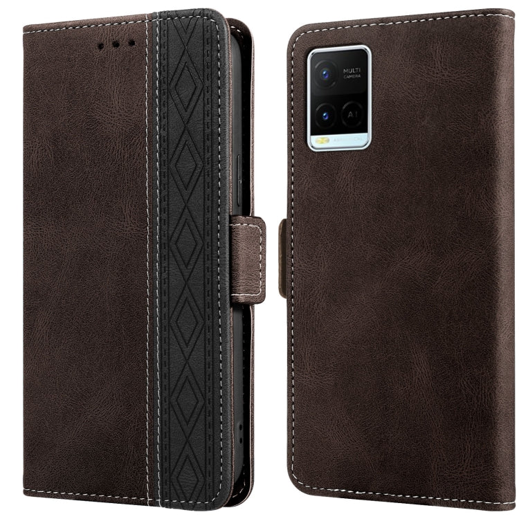 For vivo Y21 / Y21s Stitching Side-Magnetic RFID Leather Phone Case