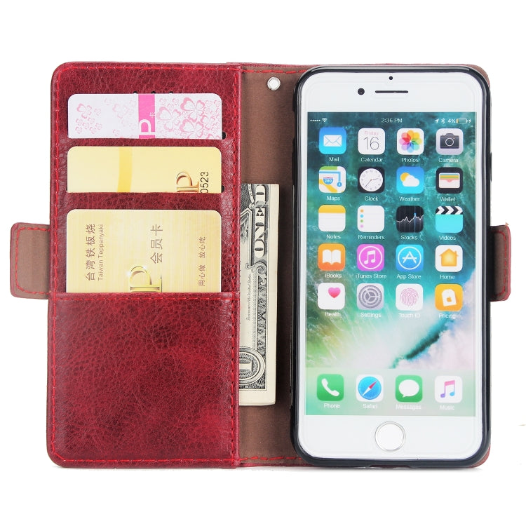 For iPhone SE 2020 & 8 & 7 External Three Card Slots Leather Texture Horizontal Flip TPU + PU Case, with Card Slots & Holder & Wallet