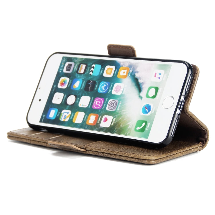 For iPhone SE 2020 & 8 & 7 External Three Card Slots Leather Texture Horizontal Flip TPU + PU Case, with Card Slots & Holder & Wallet