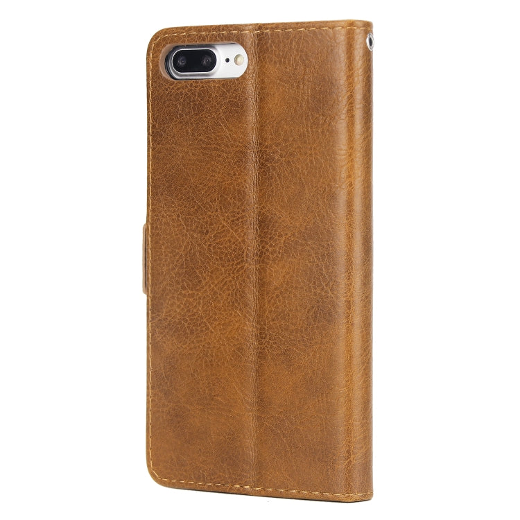 For iPhone 8 Plus & 7 Plus External Three Card Slots Leather Texture Horizontal Flip TPU + PU Case, with Card Slots & Holder & Wallet