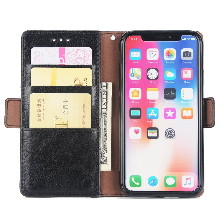 For iPhone X / XS External Three Card Slots Leather Texture Horizontal Flip TPU + PU Case, with Card Slots & Holder & Wallet