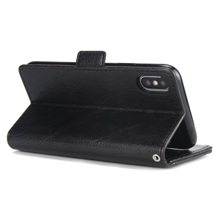For iPhone X / XS External Three Card Slots Leather Texture Horizontal Flip TPU + PU Case, with Card Slots & Holder & Wallet