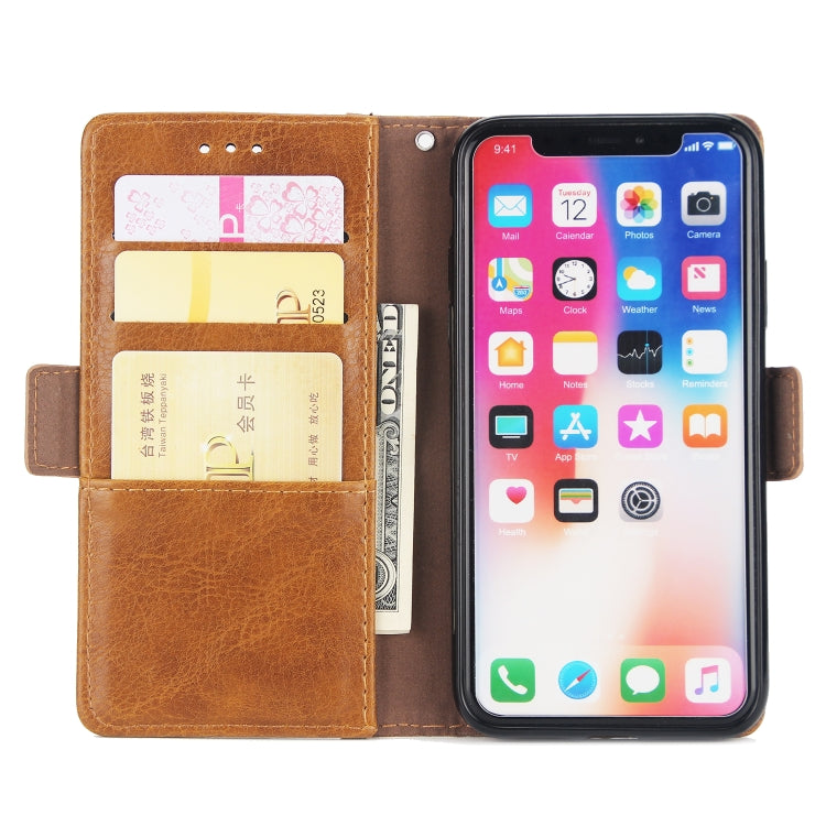 For iPhone X / XS External Three Card Slots Leather Texture Horizontal Flip TPU + PU Case, with Card Slots & Holder & Wallet