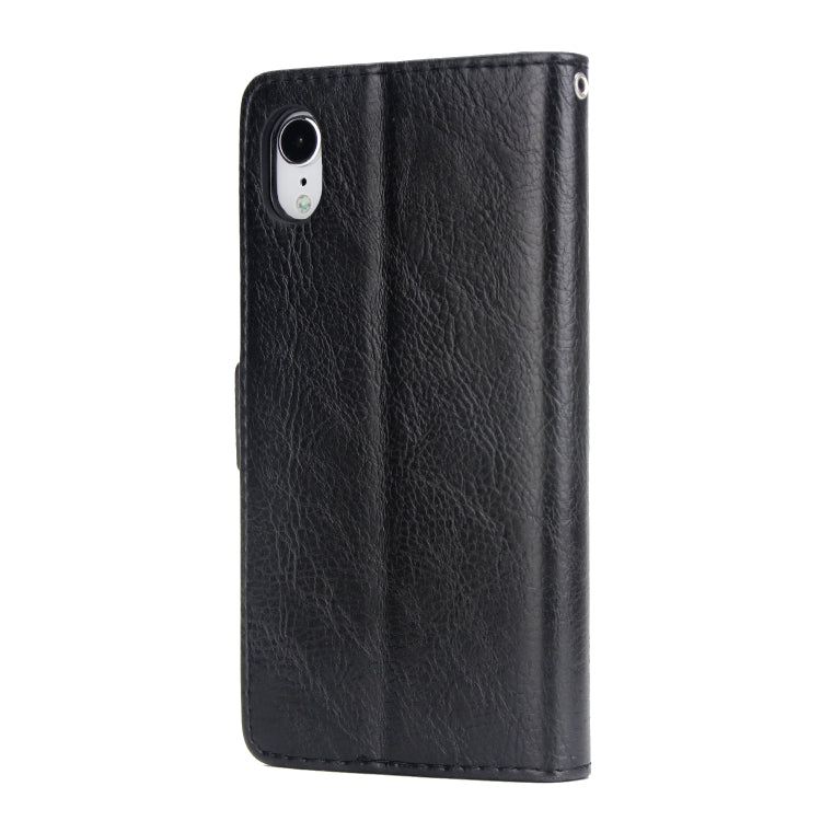 For iPhone XR External Three Card Slots Leather Texture Horizontal Flip TPU + PU Case with Card Slots & Holder & Wallet