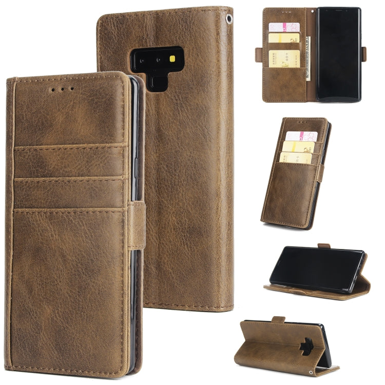 For Galaxy Note9 External Three Card Slots Leather Texture Horizontal Flip TPU + PU Case, with Card Slots & Holder & Wallet
