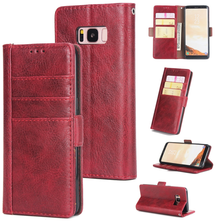 For Galaxy S8 External Three Card Slots Leather Texture Horizontal Flip TPU + PU Case, with Card Slots & Holder & Wallet