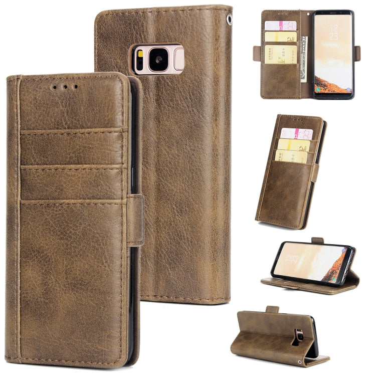 For Galaxy S8+ External Three Card Slots Leather Texture Horizontal Flip TPU + PU Case, with Card Slots & Holder & Wallet