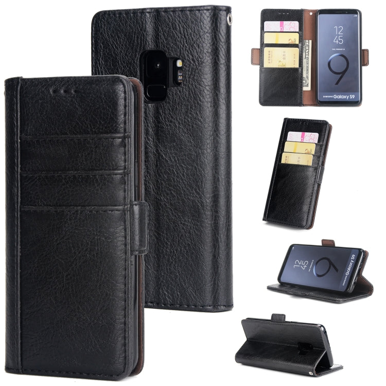 For Galaxy S9 External Three Card Slots Leather Texture Horizontal Flip TPU + PU Case, with Card Slots & Holder & Wallet